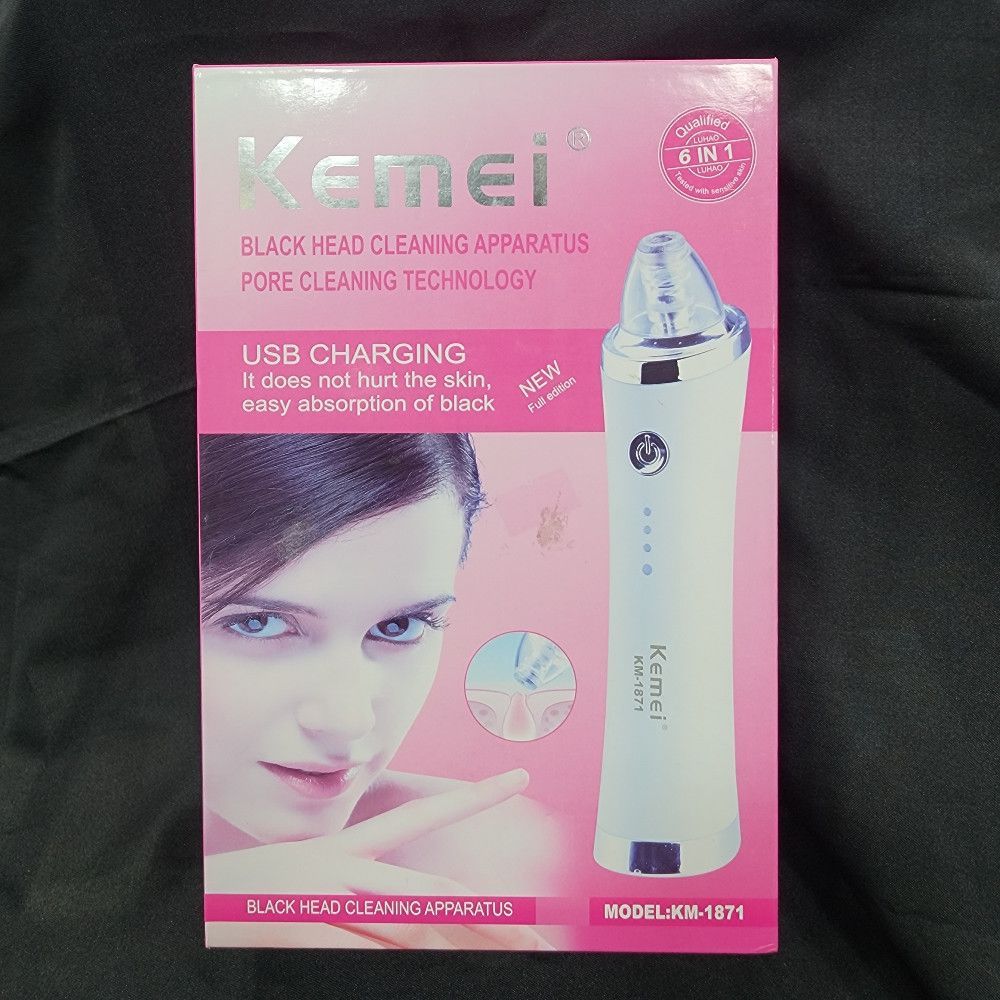 Kemei KM-1871 Blackhead Remover Pink White Silver Plastic USB Charger