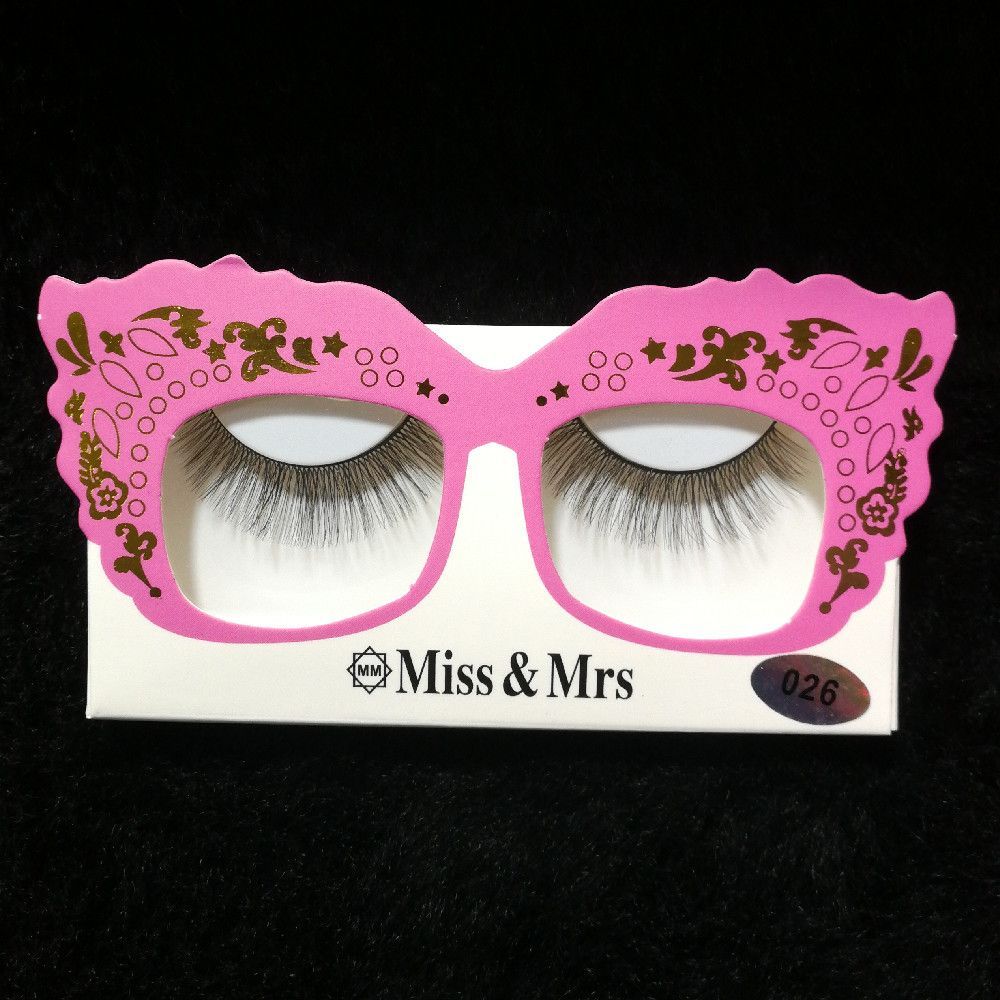Miss & Mrs False Eyelashes Pink Gold White Black Paper Abstract