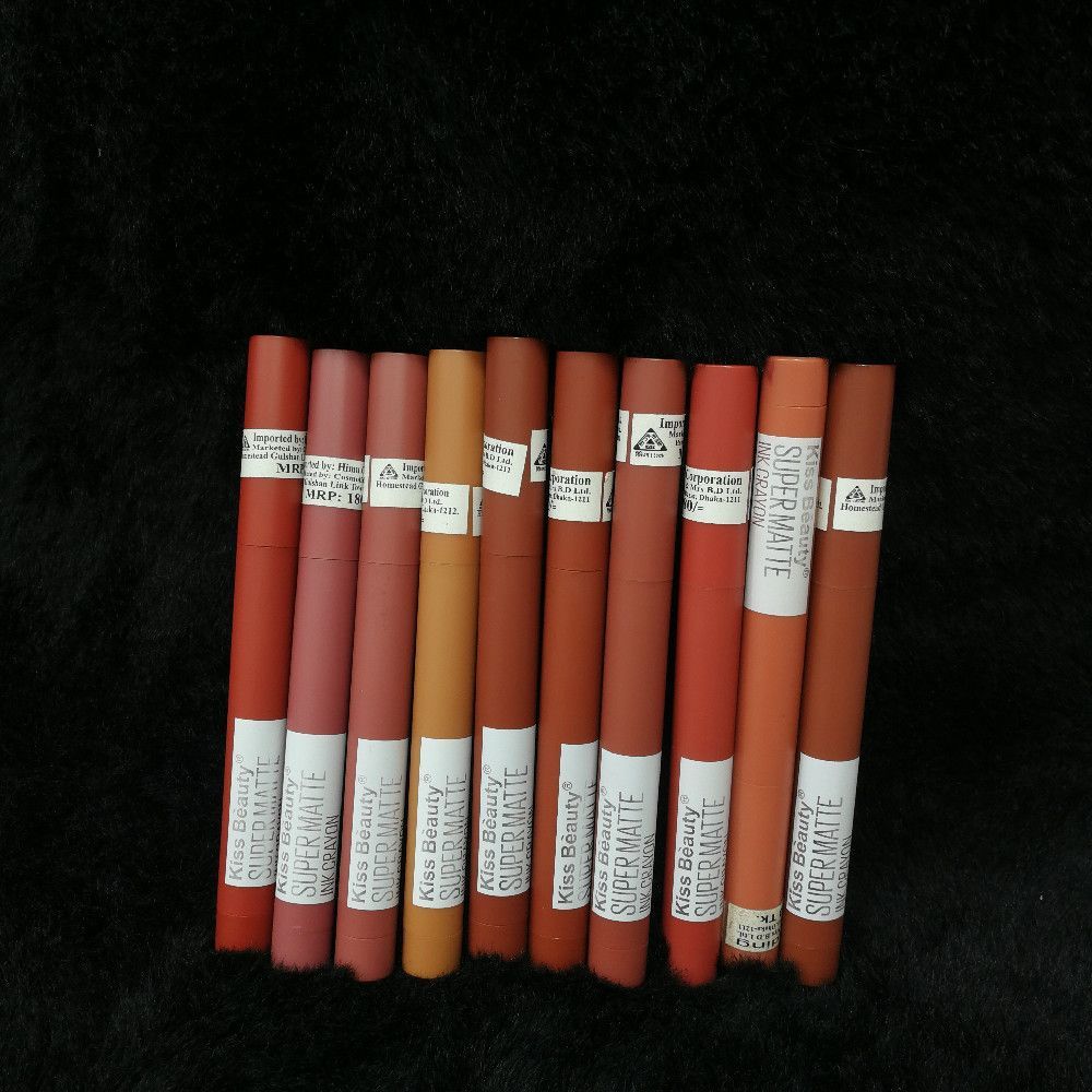 Kiss Beauty Super Matte Lipstick Pencil – Red, Pink, Brown, Orange