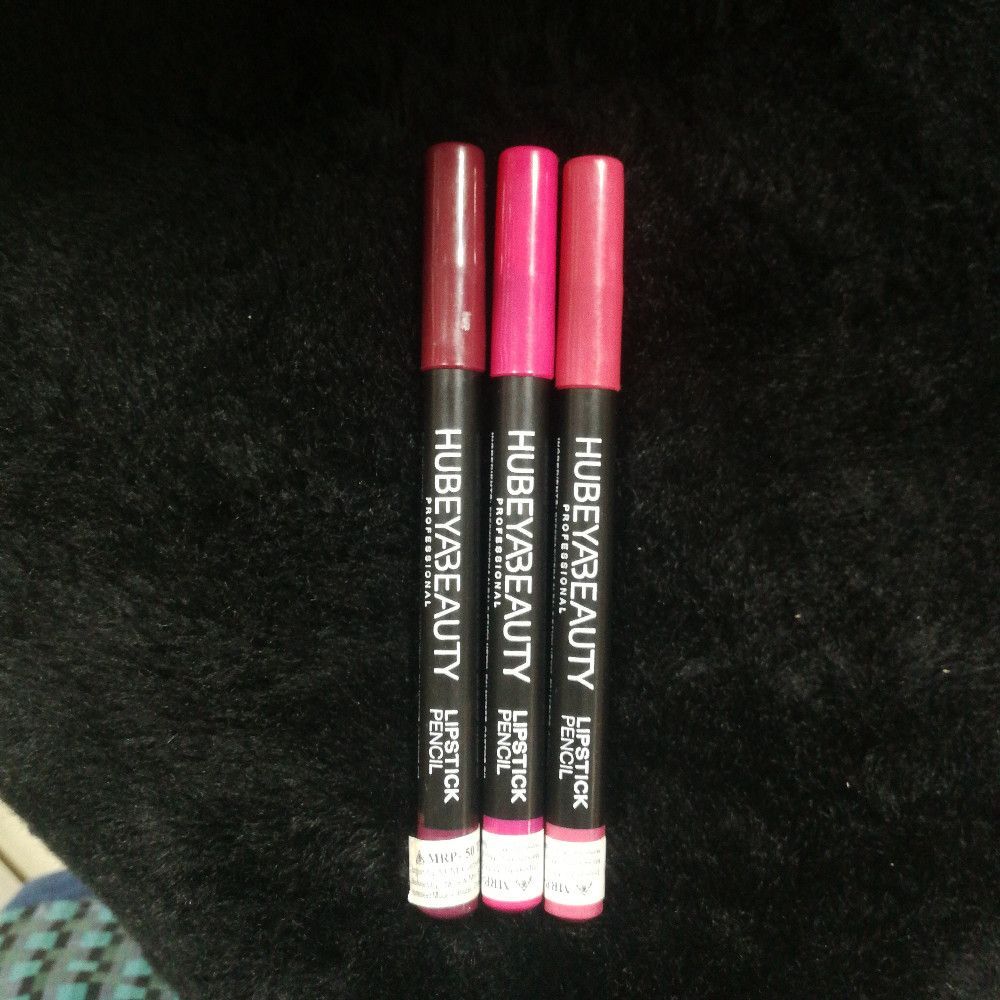 HUBEYABEAUTY Lipstick Pencil – Pink, Maroon & Red Wood/Plastic
