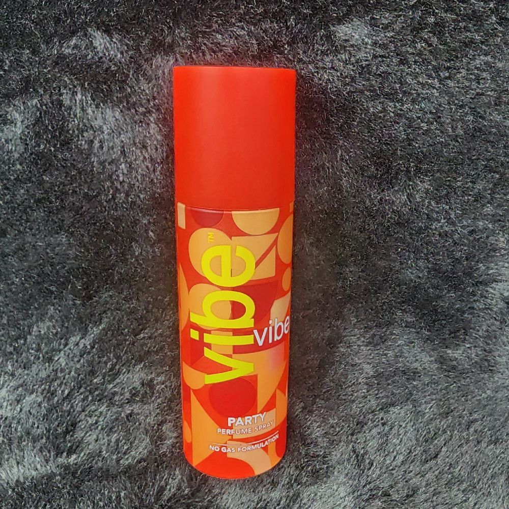 Vibe Party Perfume Spray Red Orange Yellow White Metal Canister