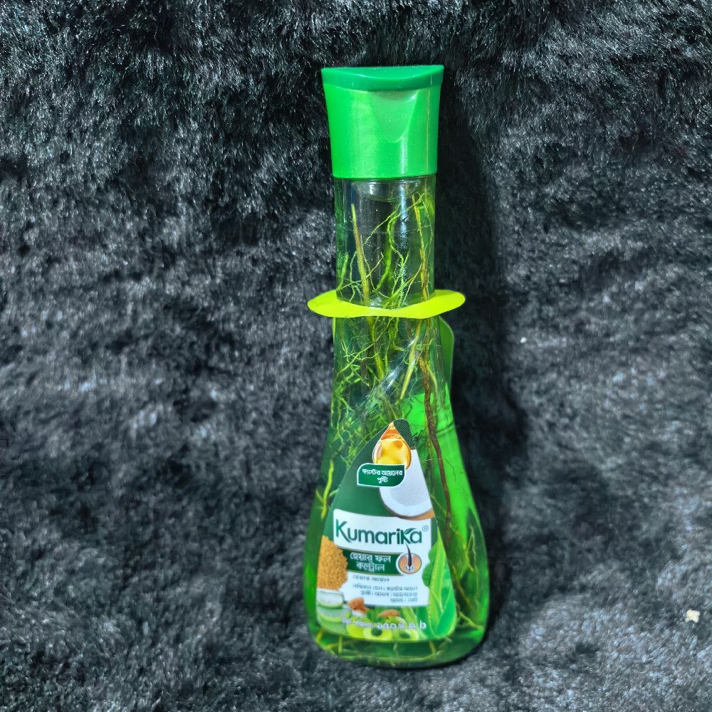 Kumarika Plastic Hair Oil Bottle in Green Clear White and Gold