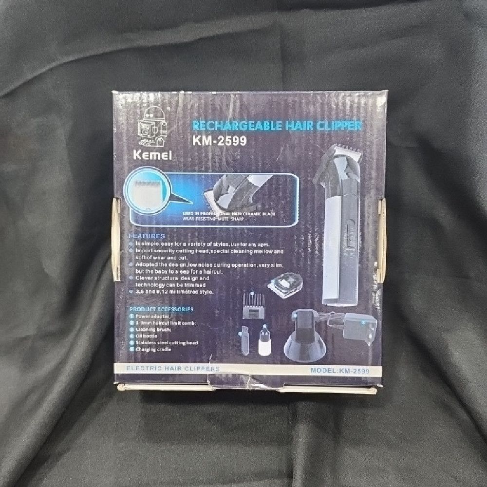 Rechargeable Hair Clipper – Black, Blue & White Styling Tool