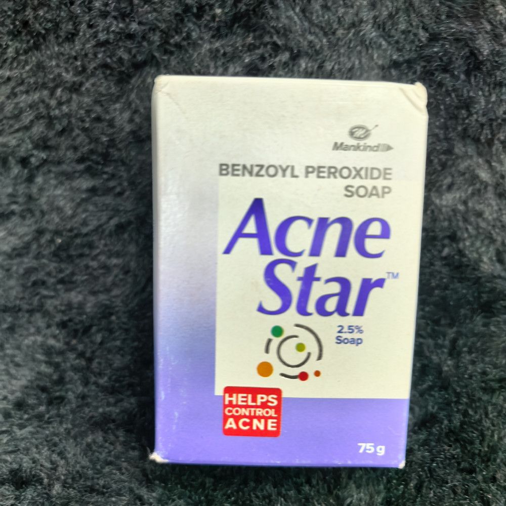 Acne Star Benzoyl Peroxide Soap 75 g White Purple Red Green Paper