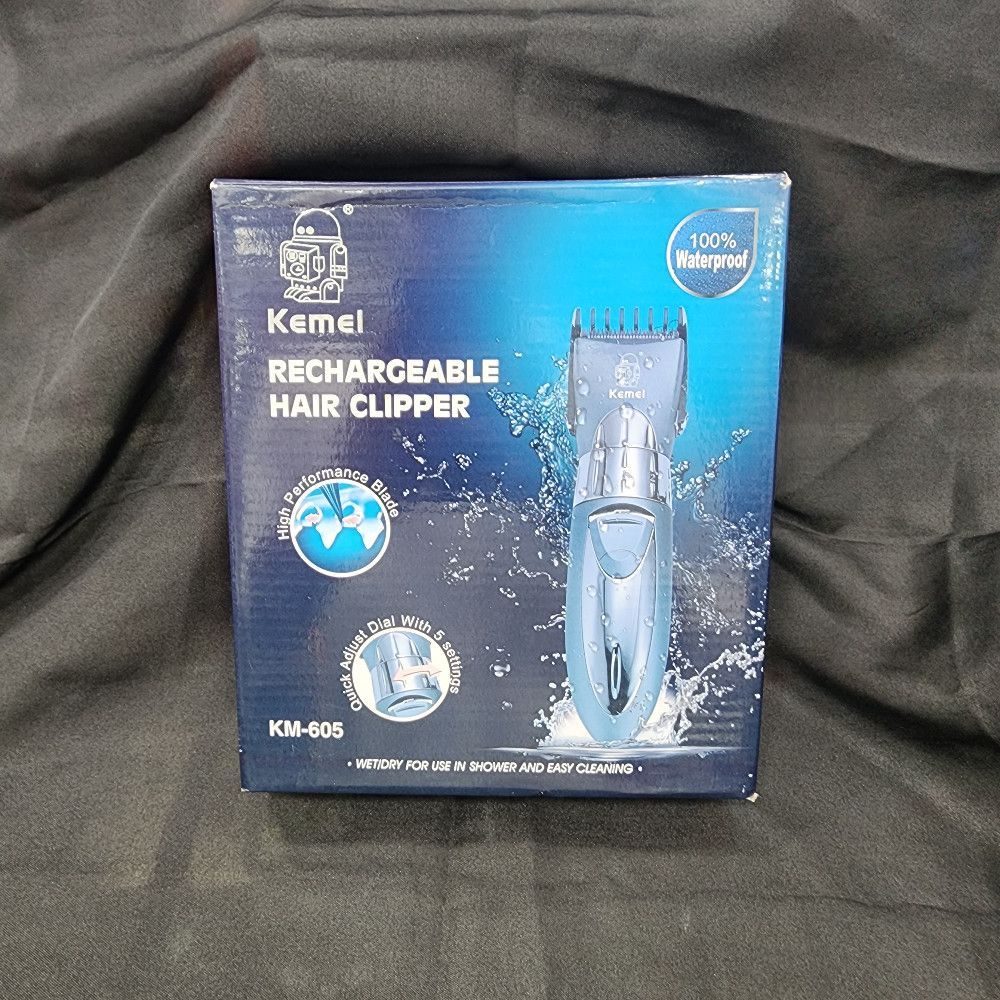Kemel RECHARGEABLE HAIR CLIPPER KM-605 Blue White 100% Waterproof