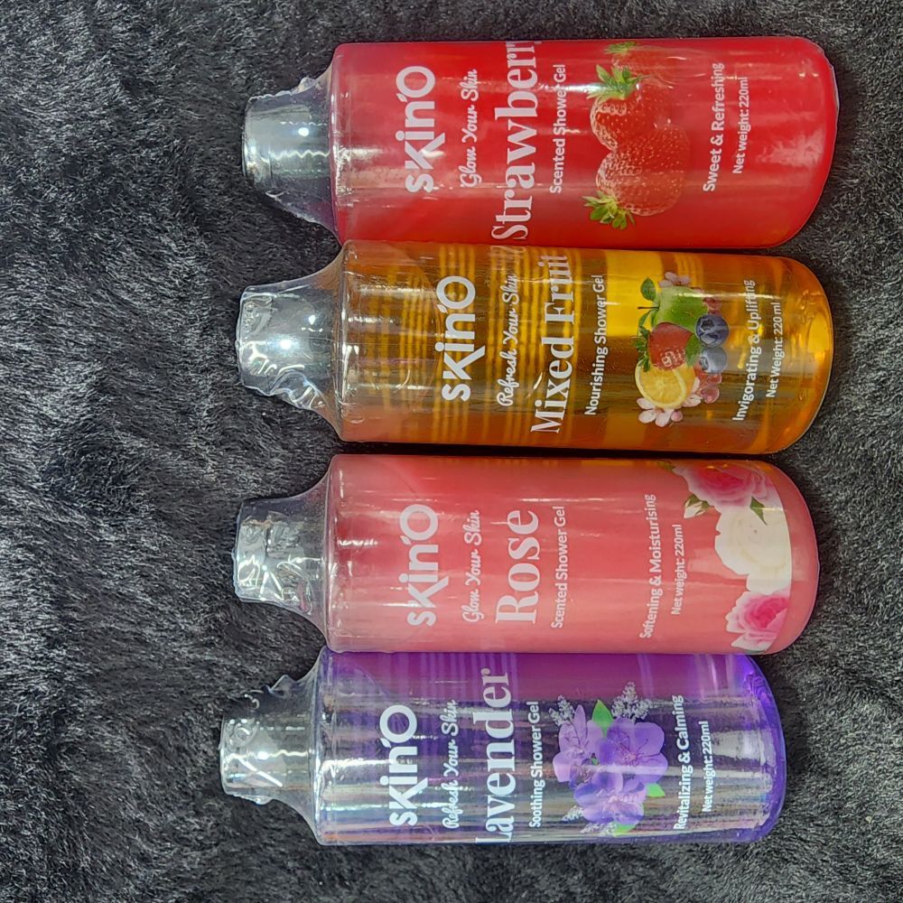 Skino Purple Pink Orange Clear Shower Gel with Lavender Rose Mixed Fruit