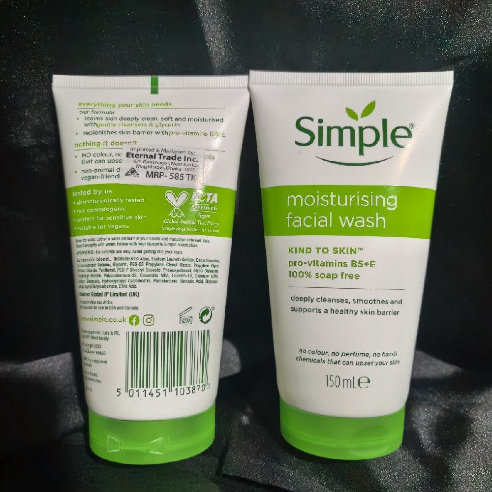 Simple Moisturising Facial Wash 150ml – White & Green Gentle Cleanser