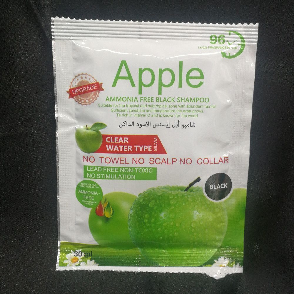 Apple Ammonia Free Black Shampoo Sachet – Plastic Pack Travel Size
