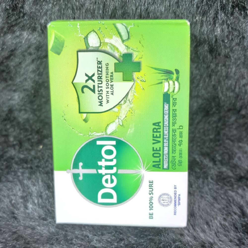 Dettol Aloe Vera Soap with 2x Moisturizer Green and White Cardboard