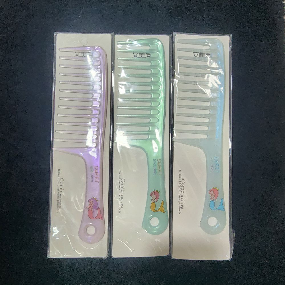 Purple Green Blue Plastic Hair Comb with Sweet Branding Design