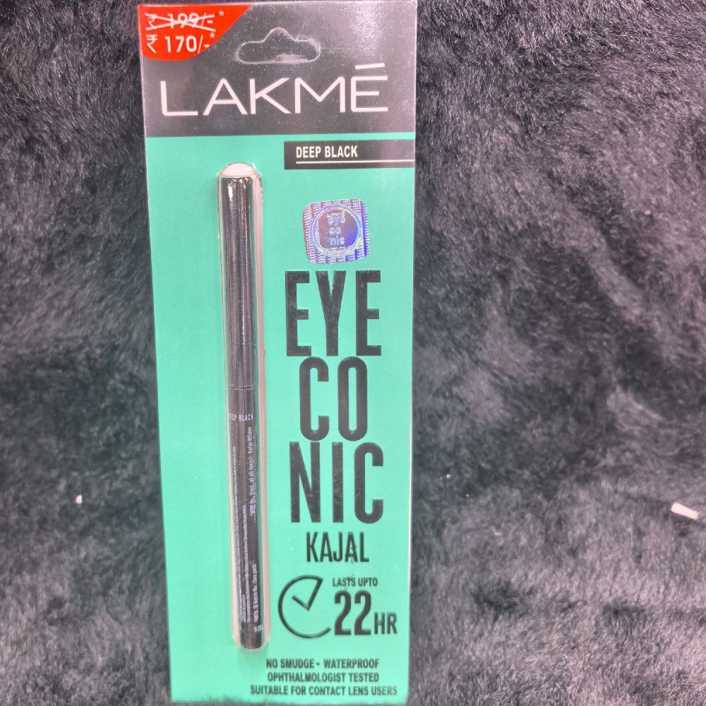 Lakmé Eyeconic Kajal Waterproof Deep Black for 22‑Hour Wear Stay