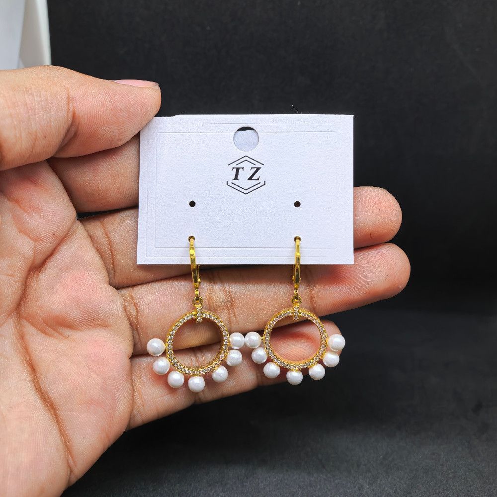 Gold & White Pearl Beaded Hoop Earrings for Women Elegant Handcrafted