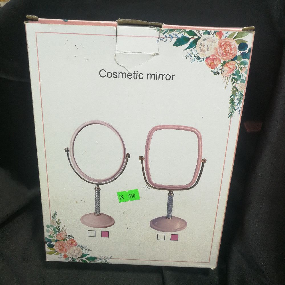 Pink Silver White Cosmetic Mirror for Makeup Application Portable