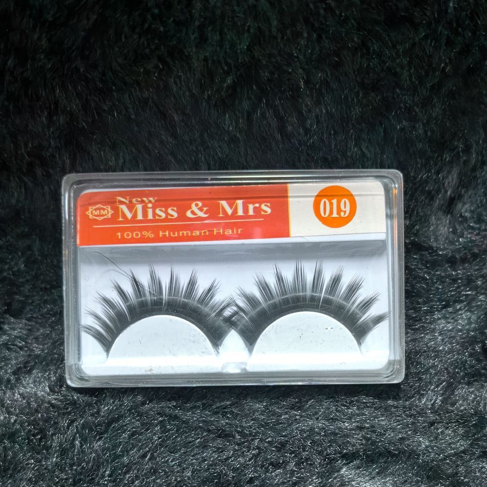 False Eyelashes - 100% Human Hair, Natural Flared, Black/White/Orange
