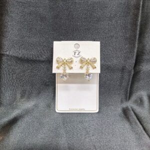 TZ Exclusive Jewelry Gold Tone Clear Stone Drop Earrings
