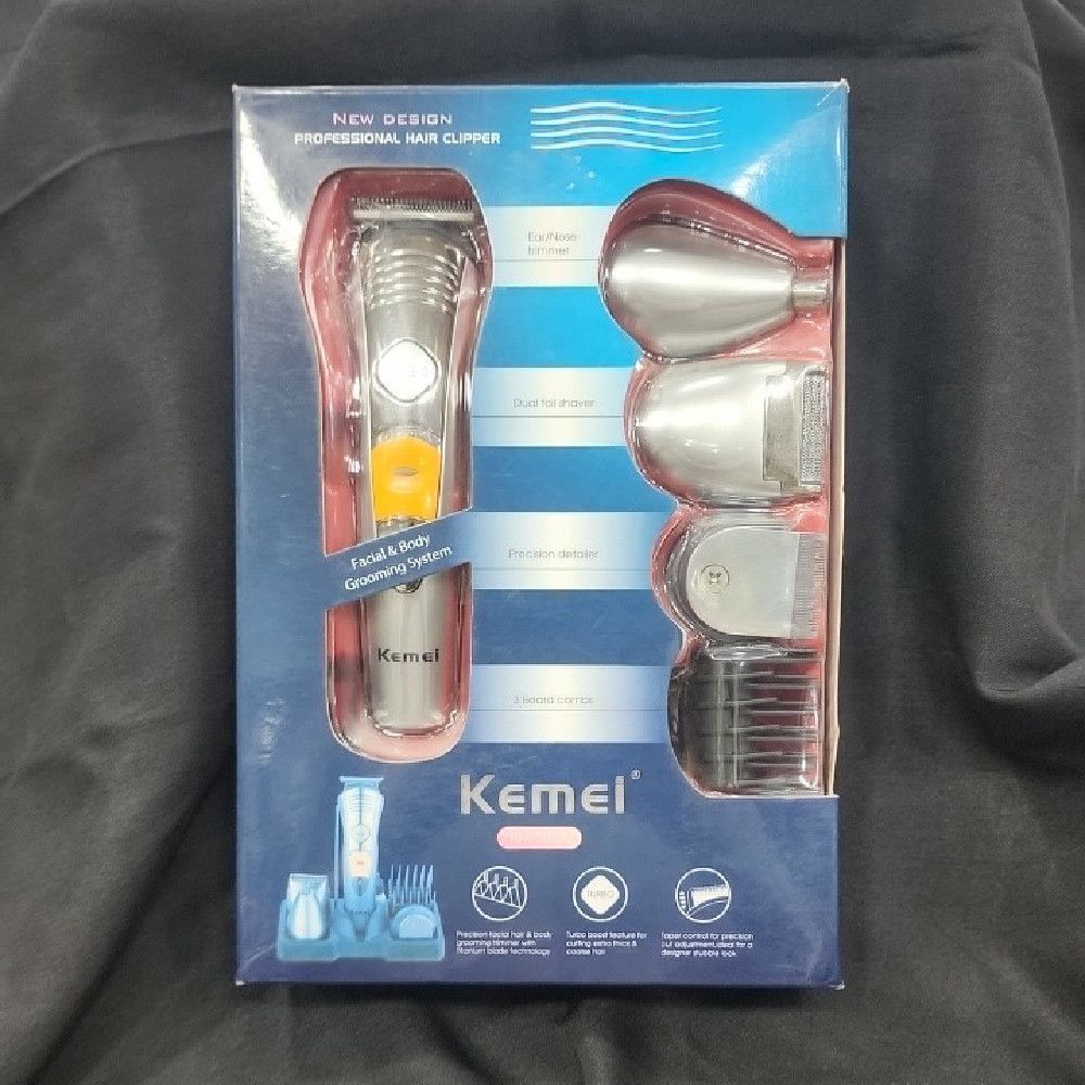Kemei Professional Hair Clipper Set – Silver, Yellow, Black & Blue