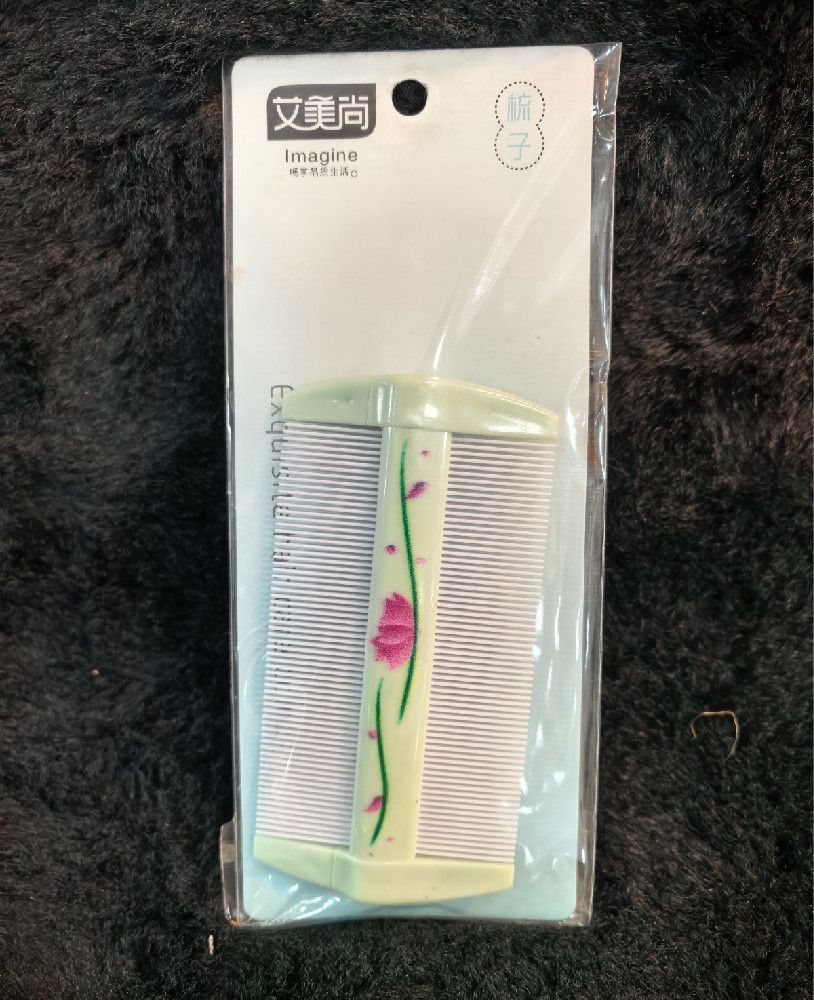 Double‑Sided Plastic Lice Comb, Floral Design – White, Cream, Pink, Green for Kids and Adults