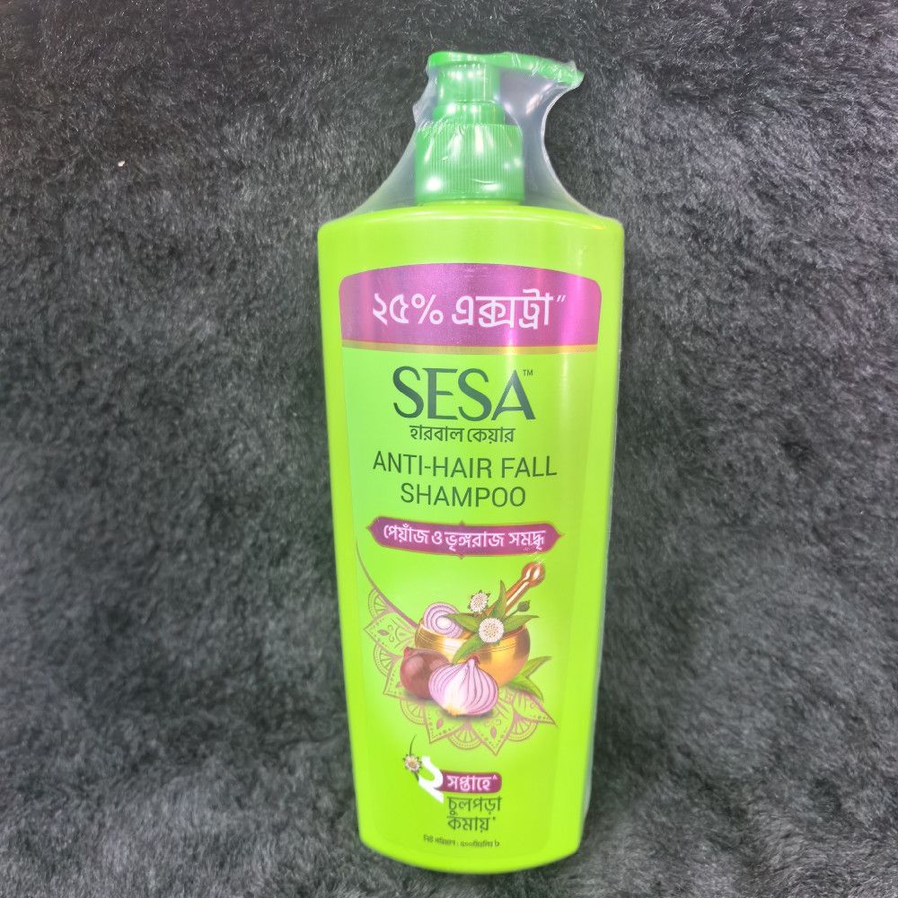 Sesa Anti-Hair Fall Herbal Shampoo in Green Plastic Bottle