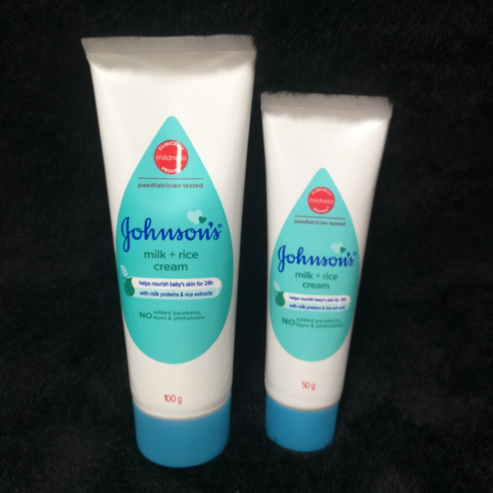 Johnson's Milk + Rice Cream 100g & 50g Tub White Teal Blue Packaging