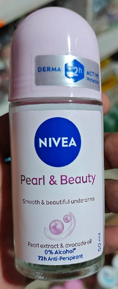 Nivea Pearl & Beauty Roll-On Deodorant, 72h Anti-Perspirant, Glass