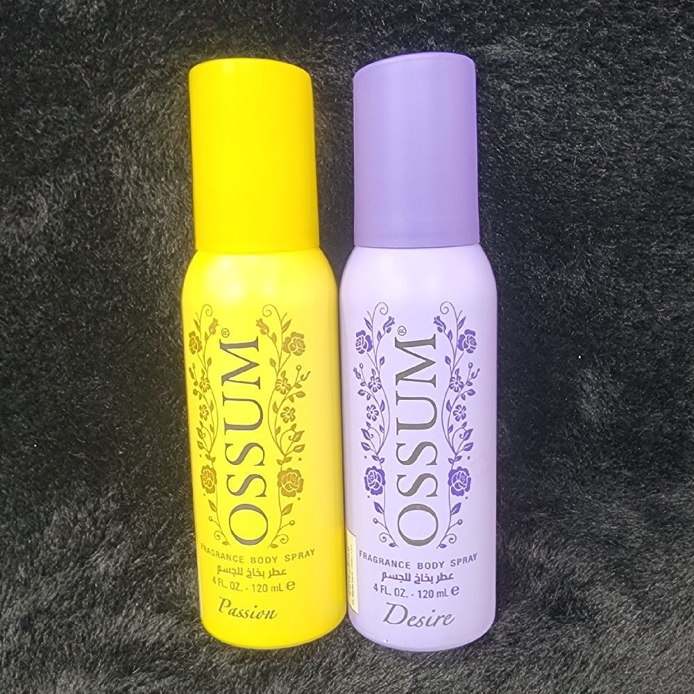Ossum Passion Desire Fragrance Body Spray Metal 120 mL Yellow Purple