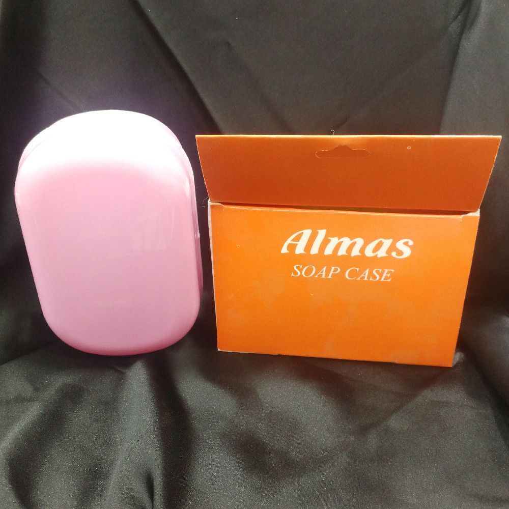 Almas Pink Plastic Soap Case – Compact Travel Storage for Bars and Liquid