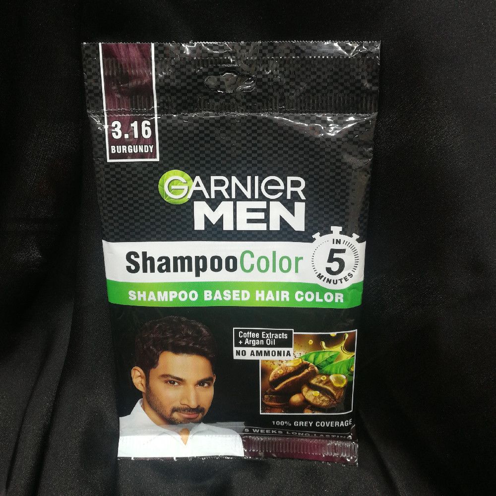 Garnier Men ShampooColor Hair Color Sachet – Burgundy, Black, Green