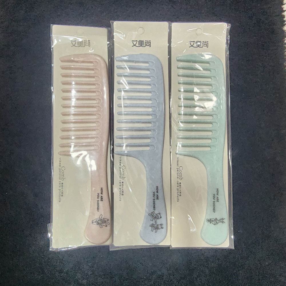 Wide Tooth Plastic Comb – Pink, Blue & Mint Green Solid Colors
