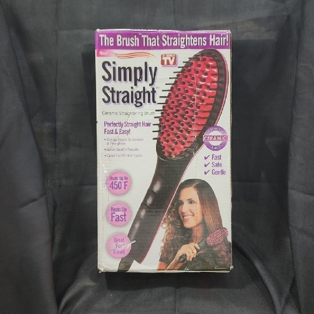 Simply Straight Ceramic Hair Straightening Brush – Black Pink Red