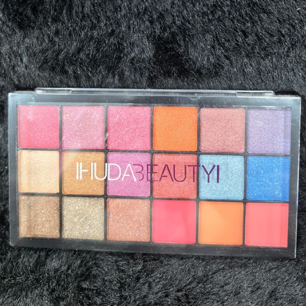 HUDA BEAUTY Pressed Powder Eyeshadow Palette Pink Orange Blue Gold