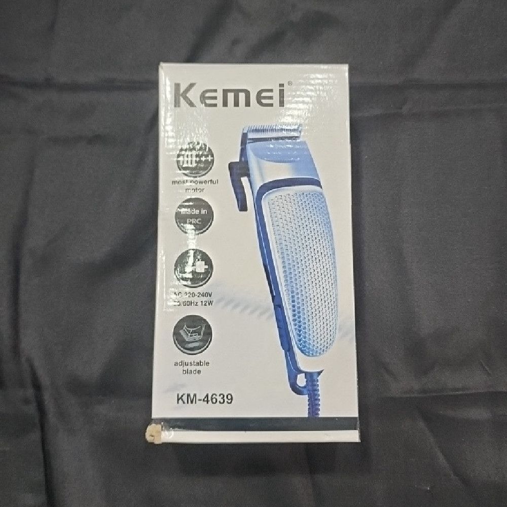 Kemei KM-4639 Hair Clipper with Adjustable Blade – White Blue Black