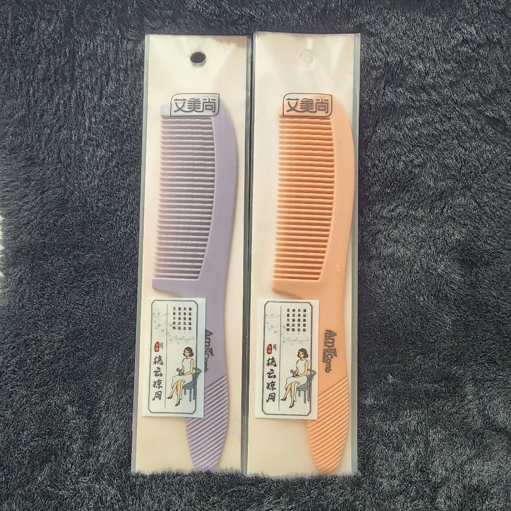 Purple and Peach Ribbed Plastic Hair Comb for Gentle Detangling