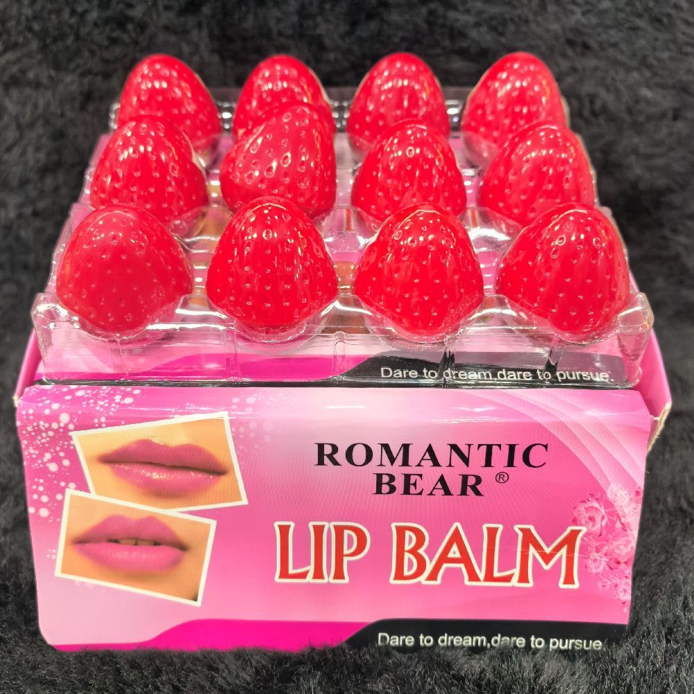 Romantic Bear Lip Balm Trio – Red, Pink & Clear Plastic Tube