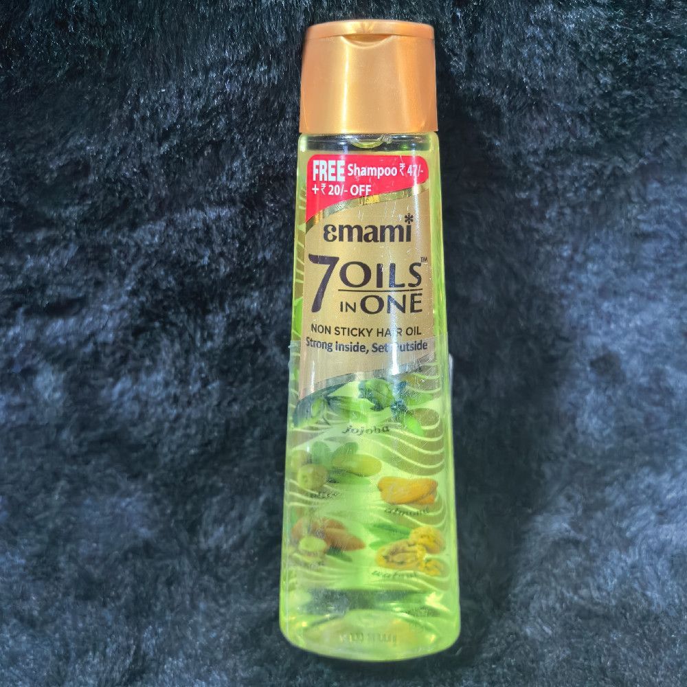 Emami 7 Oils in One Non Sticky Hair Oil with Free Shampoo