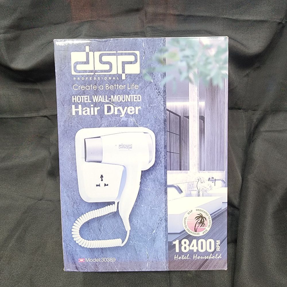 White Plastic Hotel Wall-Mounted Hair Dryer 18400 RPM Model 30389