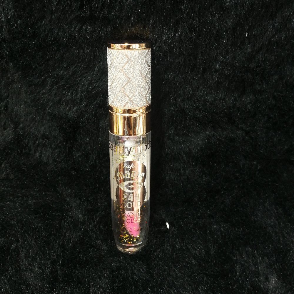 24K Angel Glitter Lip Gloss – Clear Pink Gold Shimmer – Plastic Tube