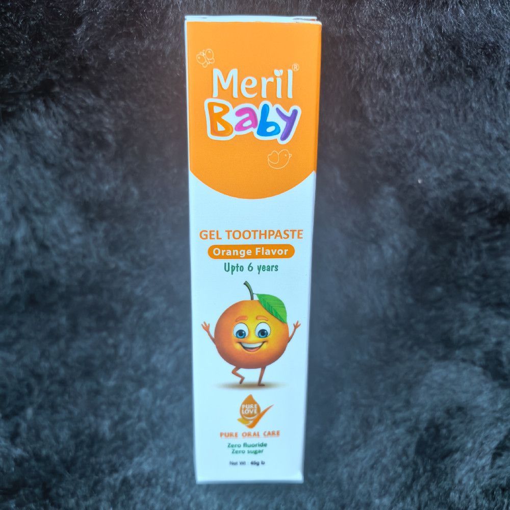 Meril Baby Gel Toothpaste Orange Flavor Zero Fluoride For Kids