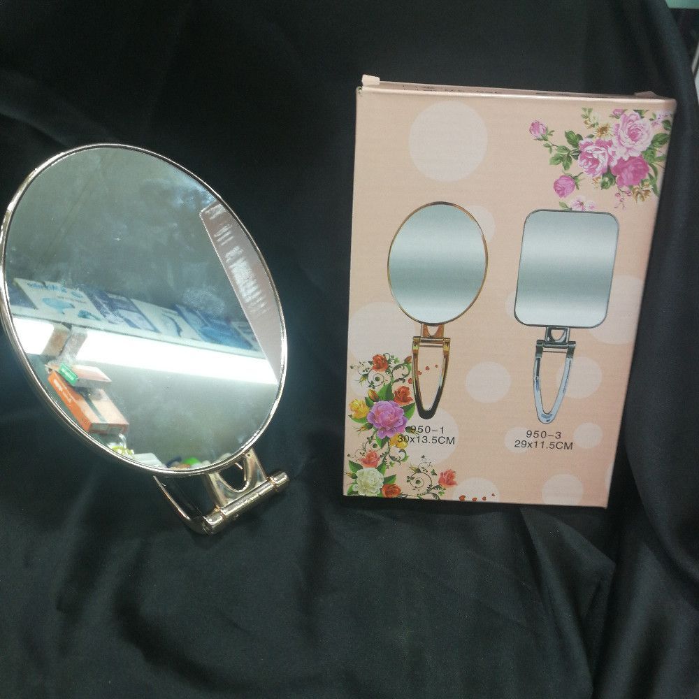 Silver Table Mirror with Metal Frame and Glass Surface for Home Décor