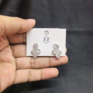 Silver Metal Drop Earrings with White Details for Women