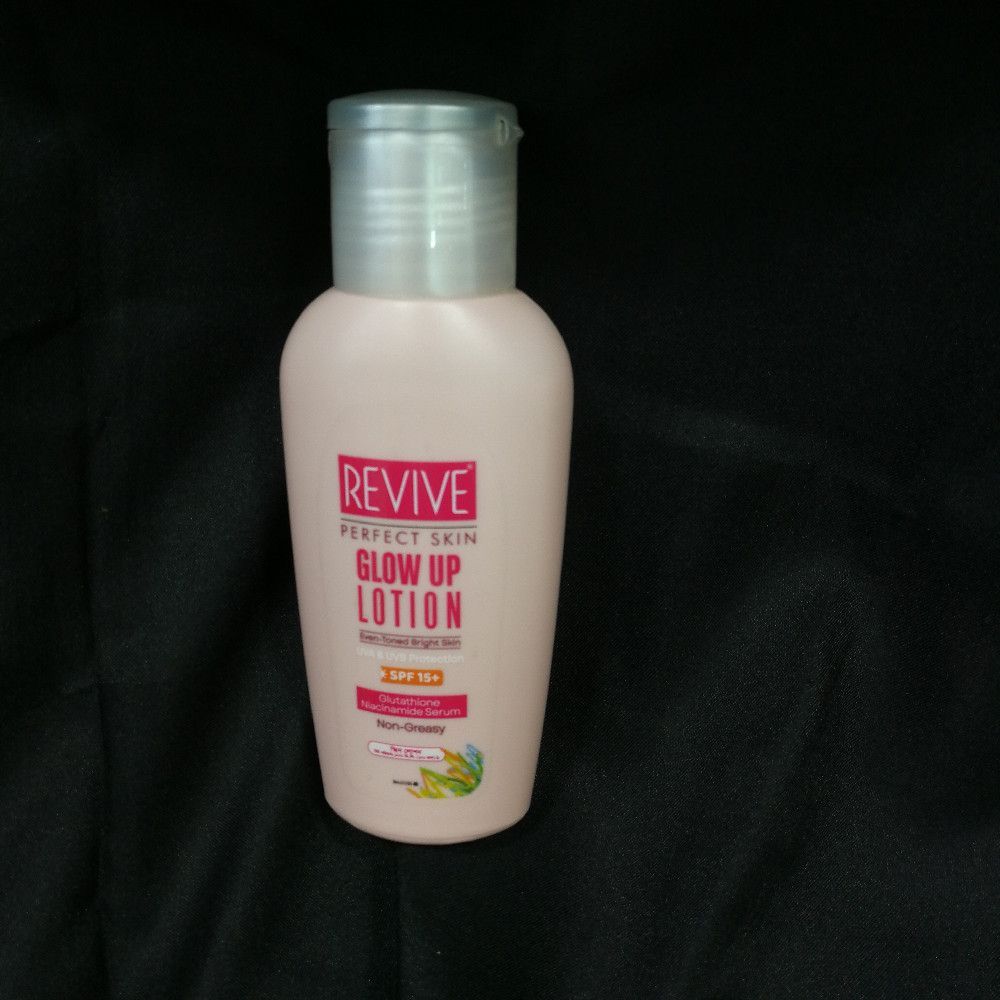 Revive Glow Up Lotion Pink & Silver Plastic Bottle SPF 15 Body Cream