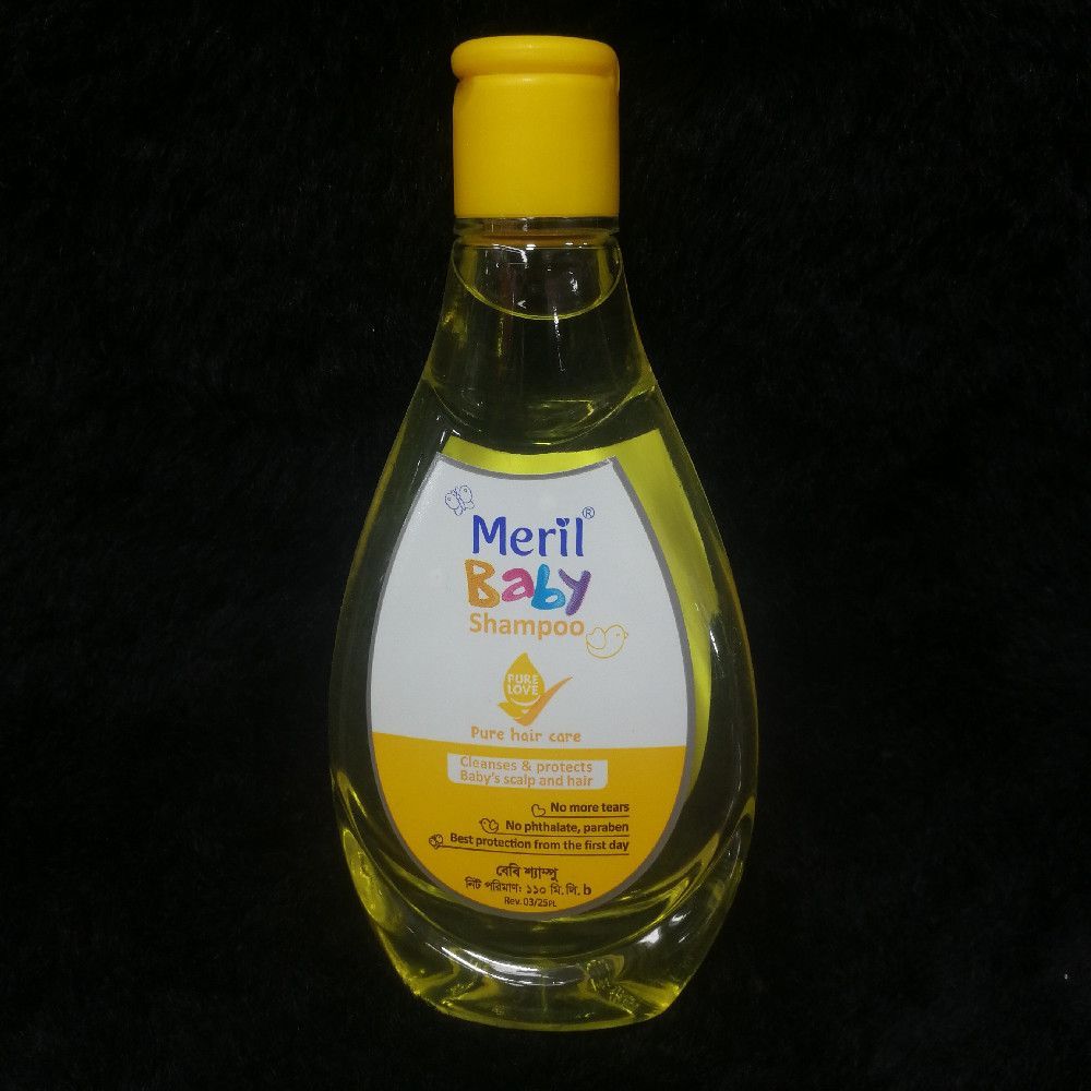 Meril Baby Shampoo Pure Hair Care No More Tears Yellow & White Gentle Tear-Free Formula for Baby Scalp