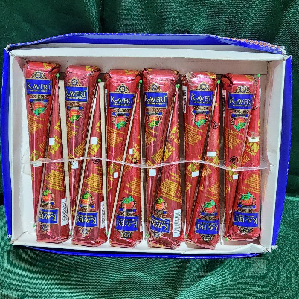 Kaveri Mehndi Cones – Red, Gold & Blue Foil Wrapped Pack for Henna